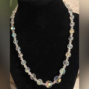 Vintage Crystal Bead Aurora Borealis Necklace